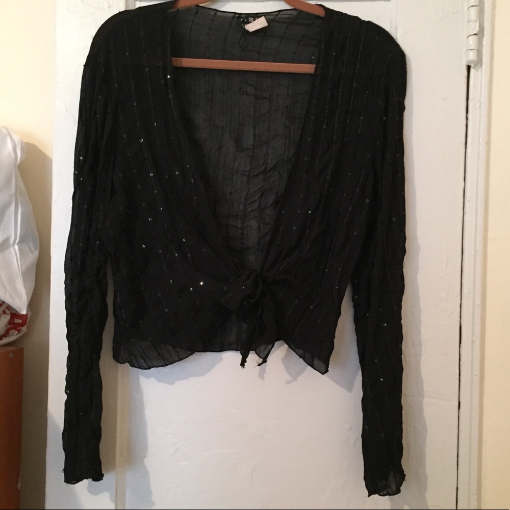 ✨Tie Front Sheer Sequin Top✨
